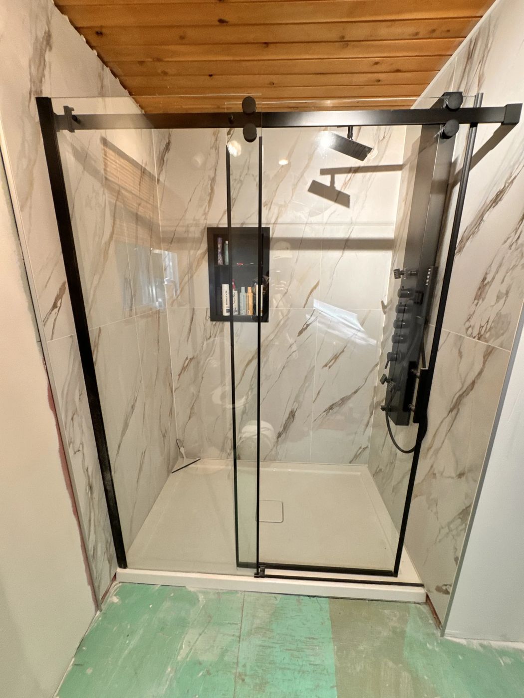 Marble Shower, Black Glass
